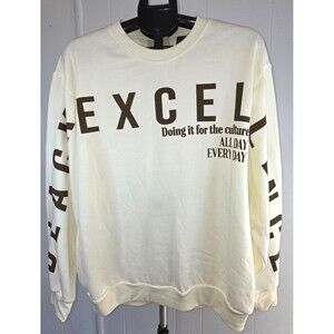 Modern Lux Black Excellence Graphic Cream Sweatshirt Size XL New with Tags